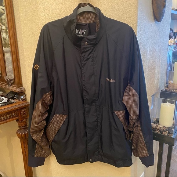 Vintage FOOTJOY Men Black Brown Houndstooth Golf Jacket Size XL - Picture 1 of 10